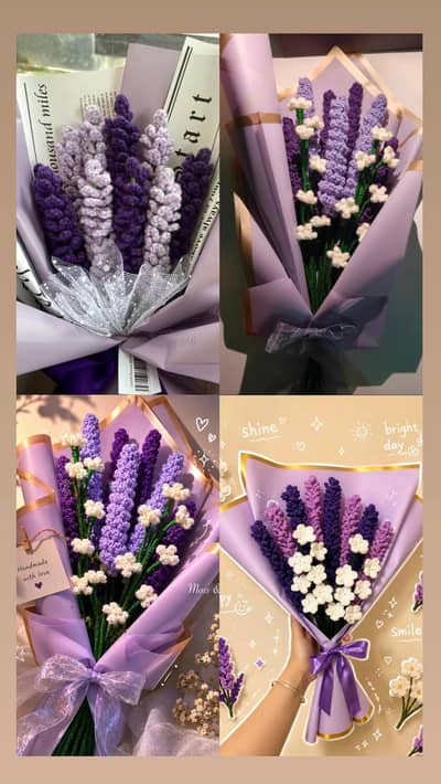 Handmade Crochet Lavender Flower Bouquet | Perfect Gift | Karachi