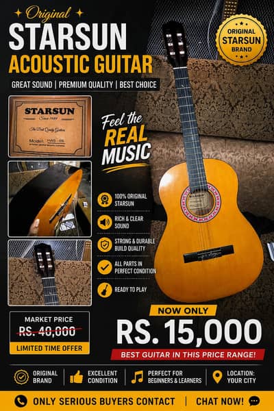  Original STARSUN Acoustic Guitar For Sale