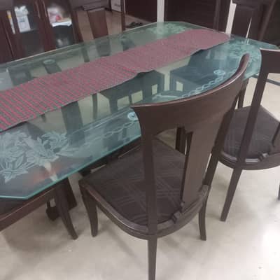 pure wooden dining table with 6 chairs