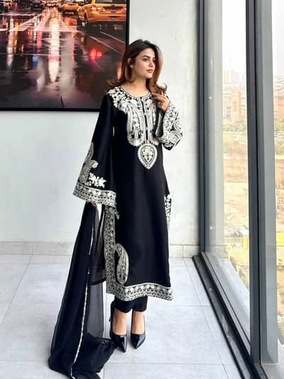 3 piece suit with embroidery work size medium and large