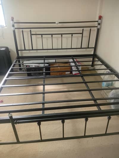 "Double Size Metal Bed for Sale – Strong Iron Frame, Good Condition"