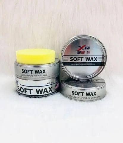 CAR X99 PRO BRAND SOFT WAX DEEP HIGH GLOSS SHINE LONG LASTING PROTECTION FAST AND EASY RESTORE ALL PAINT FINISHES USE ON VINYL TOPSM METALIZED PLASTIC TRIM, DECALS,FLAT BLACK PAINT ,SIMULATED WOOD