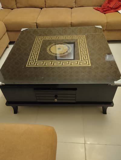 Premium Double Glass Center Table with 4 Drawers – Excellent Condition
