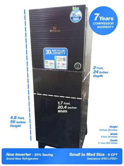 Dawlance Refrigerator 9150 LFDS+ Brand New Zero-Meter Fridge