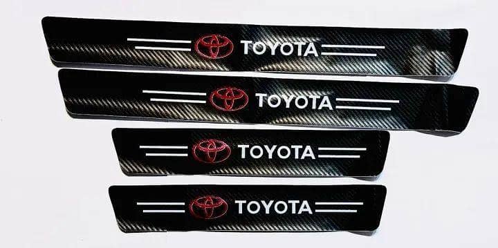 CAR 4pcs TOYOTA protectors Car Carbon Door Sill Protector Sticker Car Door Sill Threshold Stickers Door Sill Guard Protected Stickers For TOYOTA