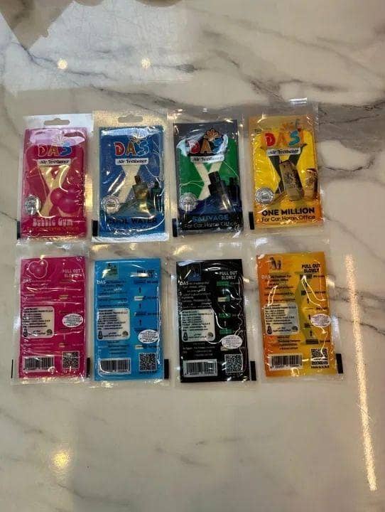 CAR HANGING PERFUME CARD DAS BRAND MADE IN EGYPT LONG LASTING FRAGNANCE PACK OF ONE IN 4 DIFFERENT FLAVOURS