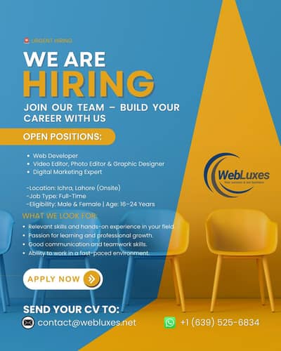 Web Developer | Graphic Designer | Digital Marketing Expert Required