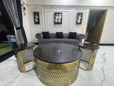 Sofa set with center table marble top