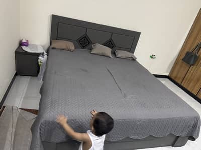 Bed with 2 side table and spring mattress