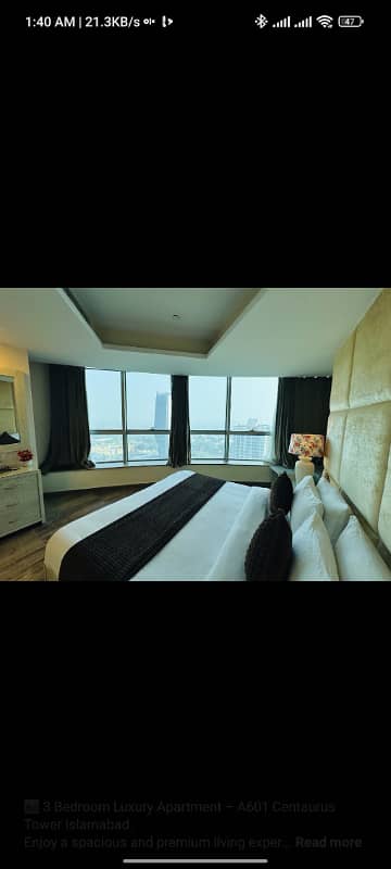 1BED FURNISH APARTMENT AVAILABLE DAILY BASIS FOR RENT IN ISLAMABAD ELYSIUM MALL