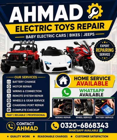 kids electric car jeep and bike repairing center
