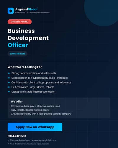 Business Development Officer Required - Remote - Urgent