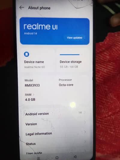Realme Note 50 4/64 gb only mob and charger Raja bazar Rawalpindi