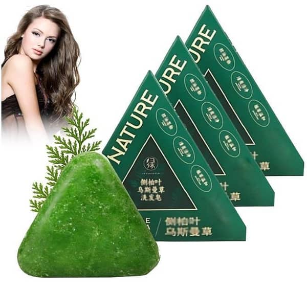 Organic Nature Triangle Shampoo Bar Green Soap 120g Control Oil Dandruff Strengthen Hair Reduce Frizz for Women Men