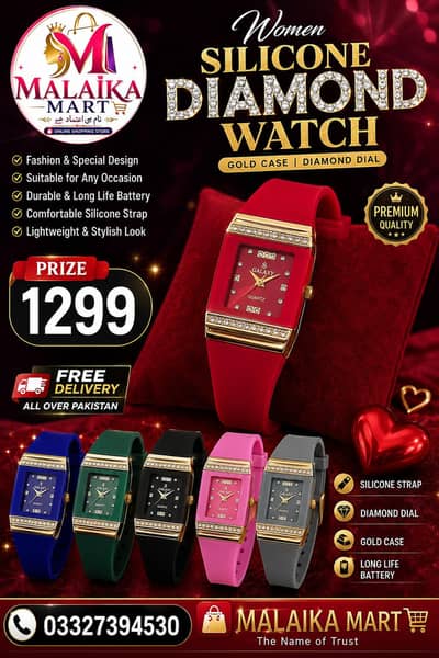women silicone diamond watch