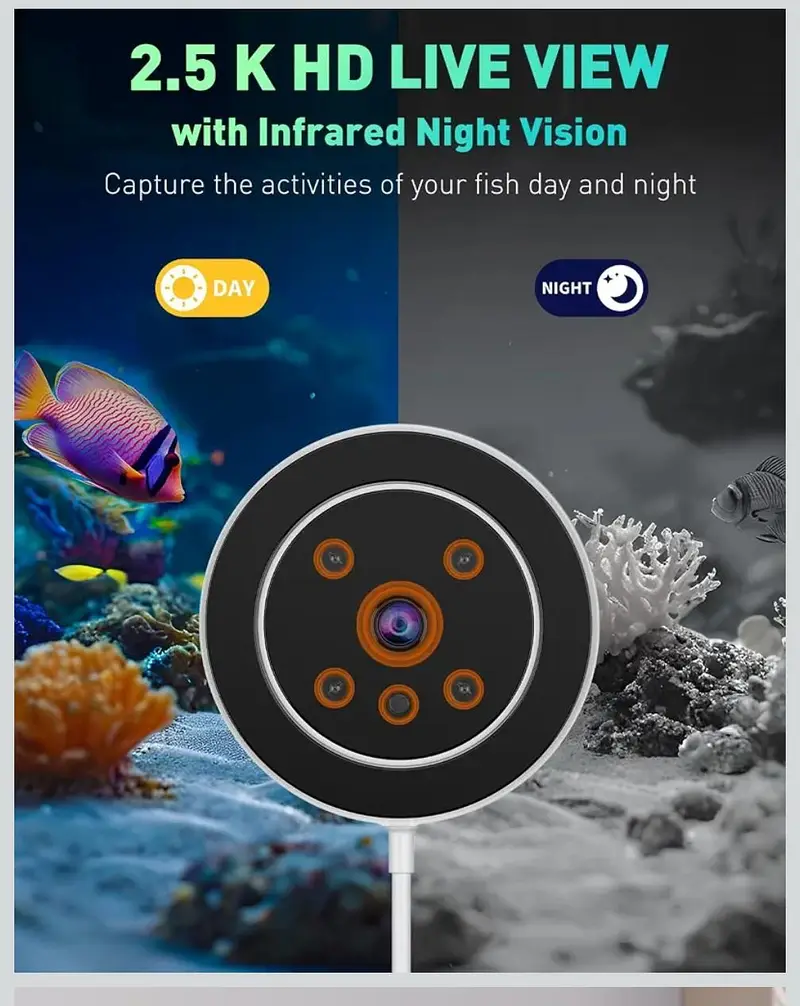 wifi automatic fish feeder with 2.5k hd camera and app controlled — photo 3