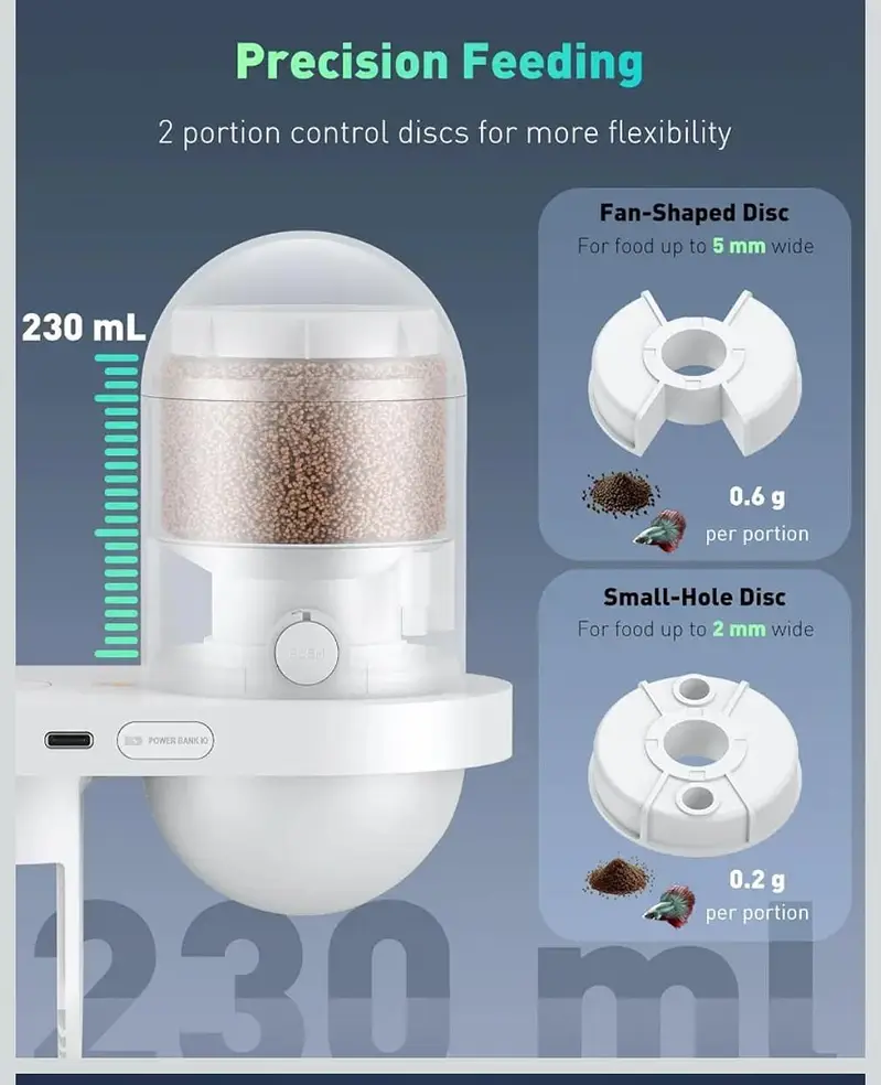 wifi automatic fish feeder with 2.5k hd camera and app controlled — photo 5