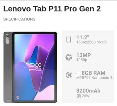 Lenovo p 11 pro 2gen Size 12'. 2" Inches Usa stock