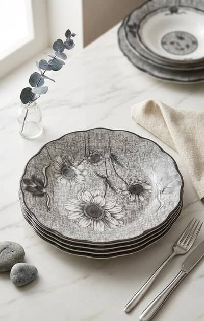 ​6 Pcs Sunflower Dinner Plates Set - 8 Inch