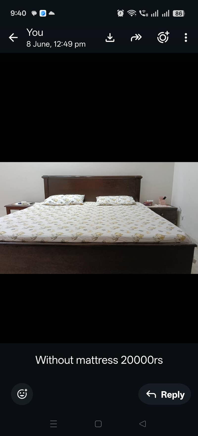 bed with one side table 0