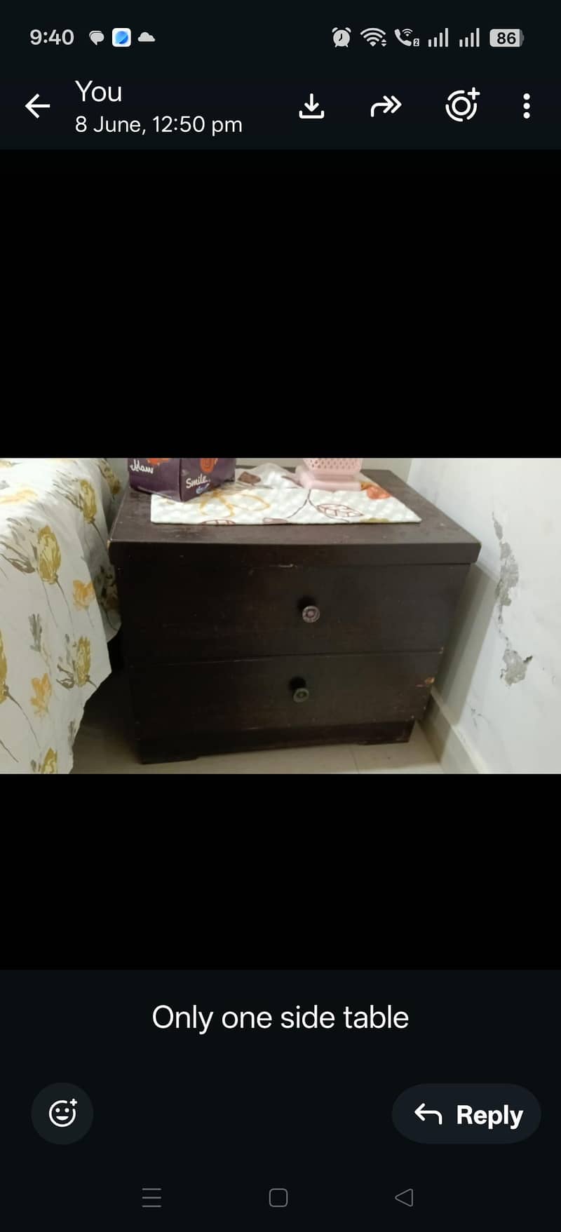 bed with one side table 1