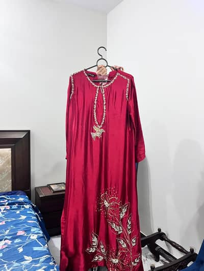 Red colour full elegant kaftan style wear