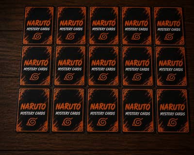 15 official naruto bandai cards which include Rare,Super Rare and SSR