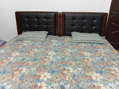 Solid Keekar Wood Single Bed with Cushioned Headboard & Footboard