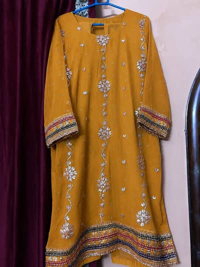 Mustard Yellow Hand Embroidered Women’s Dress