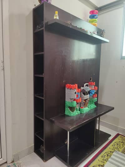 Pure shesham wood single bed and media wall