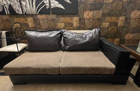 7 seater sofa set, L shape, with cushions
