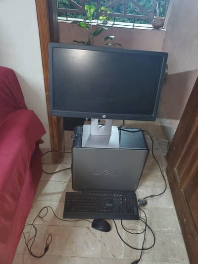 Complete Dell PC setup with HP monitor, Keyboard & Mouse- Ready to Use