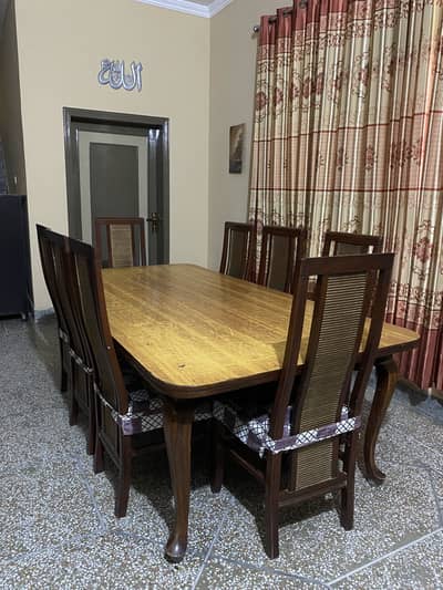 Large Dining Table | 8 Seater | Golden Poshish Chairs