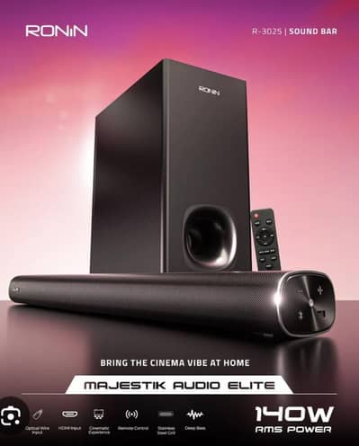 RONiN SOUNDBAR 140W with 6.5 inch Subwoofer Deep Bass home Theater