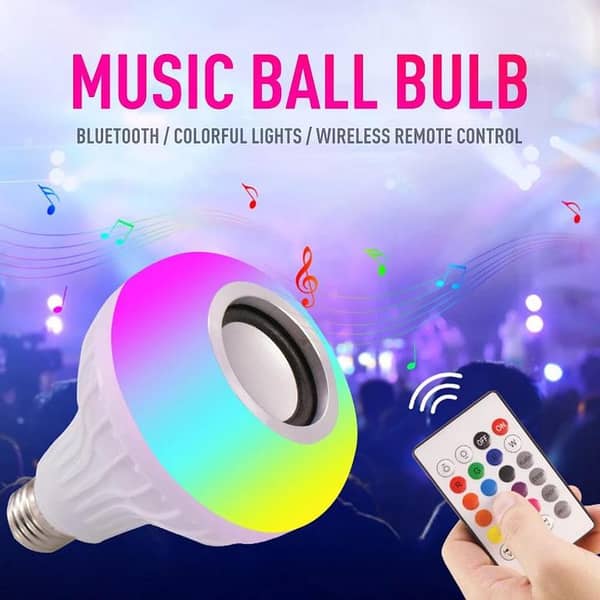 Bluetooth Music Light Bulb with Remote Control, LED Music Bulb, RGB Colorful Bulb, E27, 12W, Dimmable, Home Party