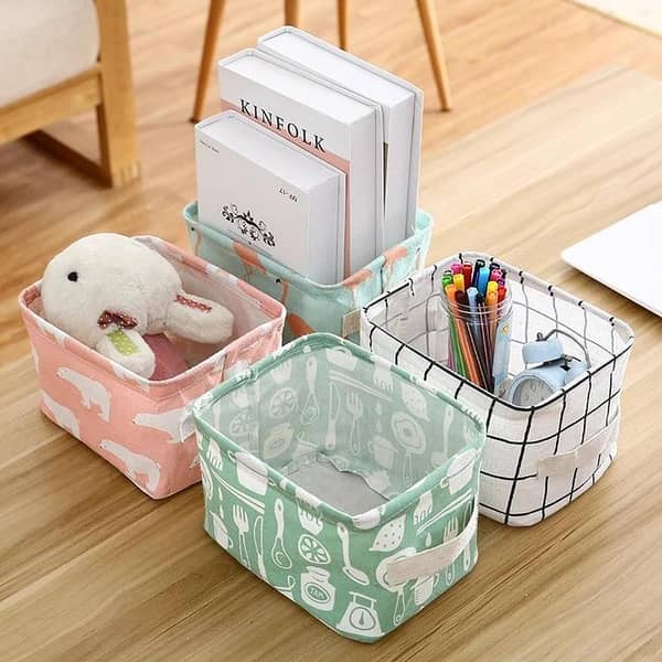 2Pieces Clothes Storage Baskets, Foldable Organiser, Fabric Storage Bins, 2 Colors Foldable and Easy to Carry, for Desktop Storage and Home Storage, Can Store Books, Cosmetics, Clothes