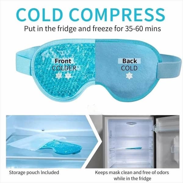 Cooling Eye Mask with Gel Bead Reusable Cold Compress Ice Pack Sleeping Eye Cooling Pads for After Eyelid Surgery Skin Care Tool with 1 hanr band