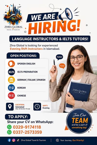 Hiring Language Instructors & IELTS Tutors.