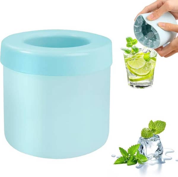 Silicone Ice Cube Maker Cup, Cylinder Trays Lattice Ice Cube Mold, Made of Food Grade Silicone and ABS Material, Holds to 60 Ice Cubes, Press-Type Easy-Release Ice Maker Tray