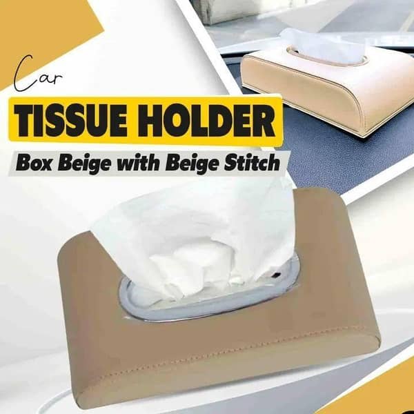 Car tissue box beige slim Premium High-Quality Imported Tissue Box for All Kinds of Cars in Beige Color