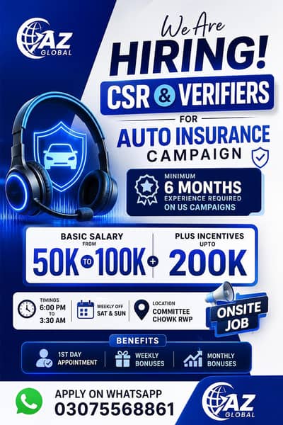 Hiring CSR and Verifiers For Night shift Call center