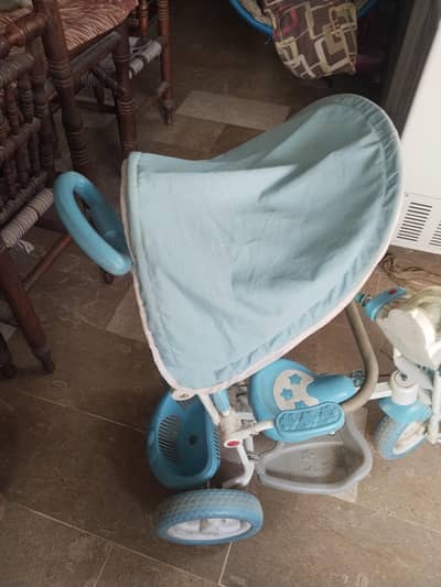 Kids Tricycle with Parent Handle & Canopy – Good Condition