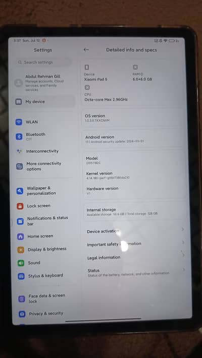Xiaomi pad 5 12 GB , 128GB