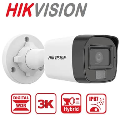 4Channel Hikvision CCTV Full Package - 5MP Hybrid 2 Outdoor + 1 Indoor