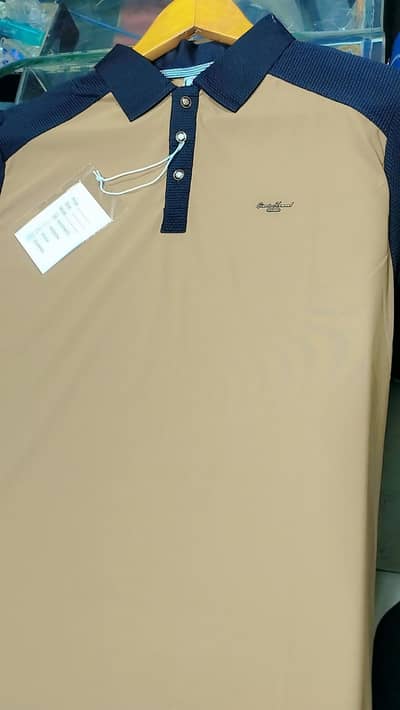 Brand New Men's Premium Polo T-Shirt | Soft Fabric | Beige & Navy