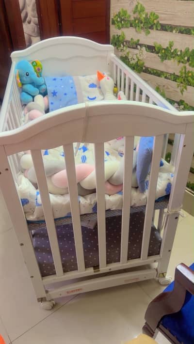 Baby Wooden Cot with Mattress