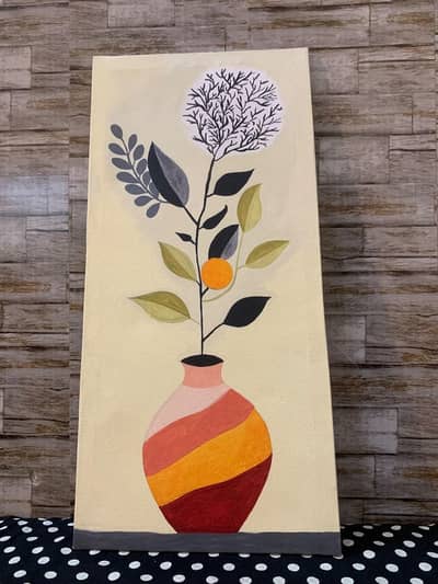 Elegent floral vase painting Hand made acrylic work