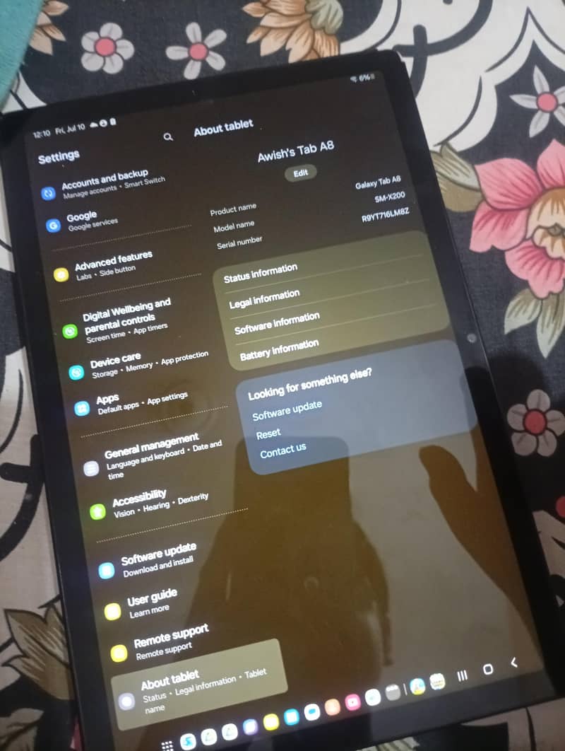 galaxy tab A8 0