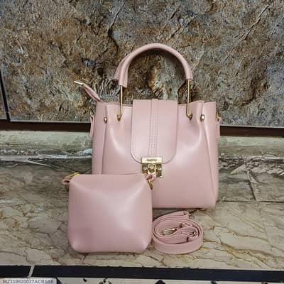 Pink PU Leather Crossbody Bag Set For Women