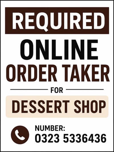 Online Order Taker Required [ Work from home]